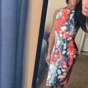 ASOS Marble (black, teal and red) scuba dress